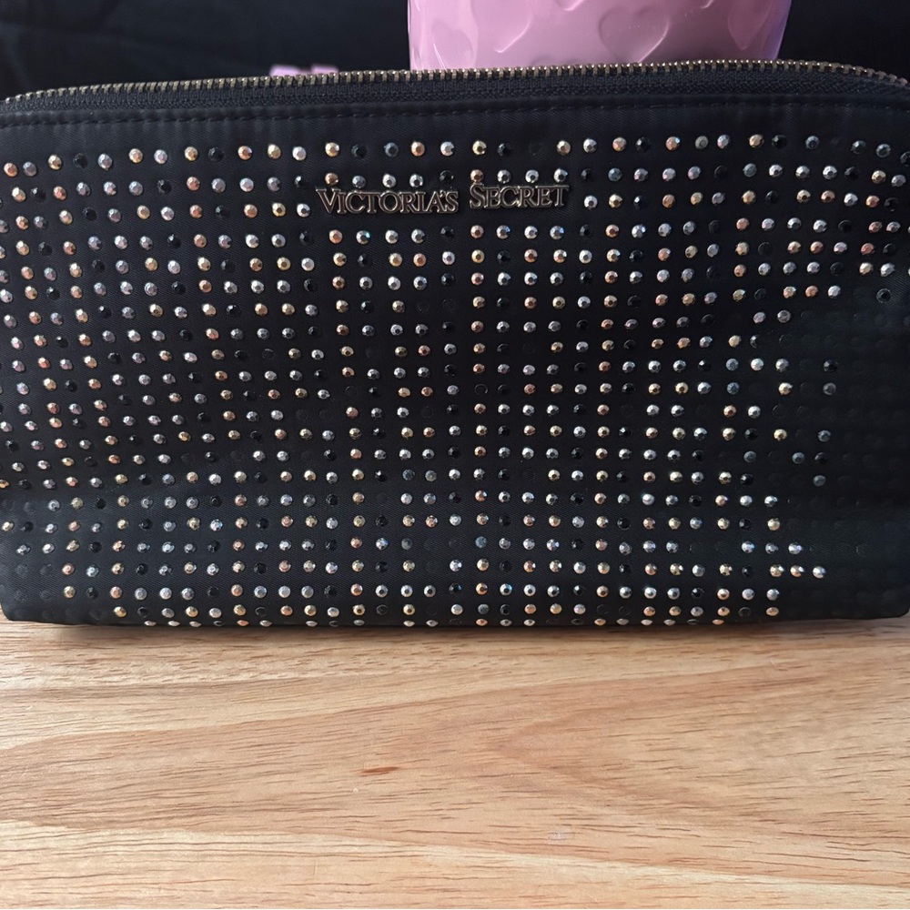 Rare! Vintage Victoria's Secret Black Studded Cosmetic Bag